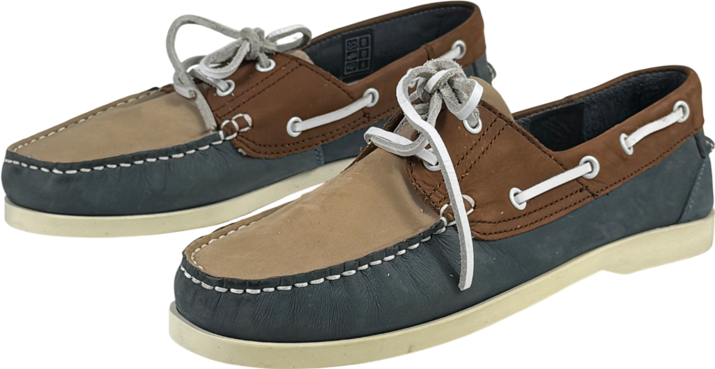 NEXT Blue Blue/brown/beige Leather Boat Deck Shoes UK 9 EU 43 👞