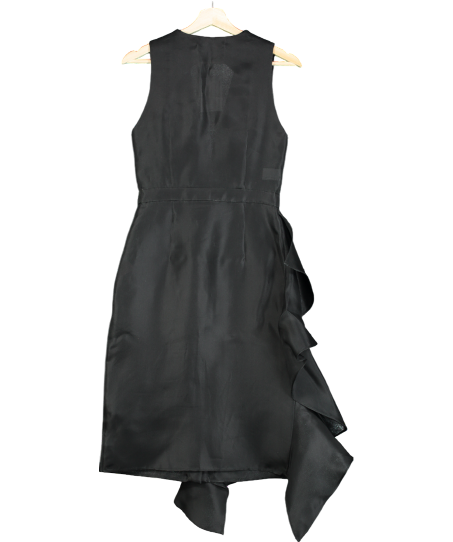 Emanuel Ungaro Black Silk Ruffle Sleeveless Sheath Shift Dress UK 8