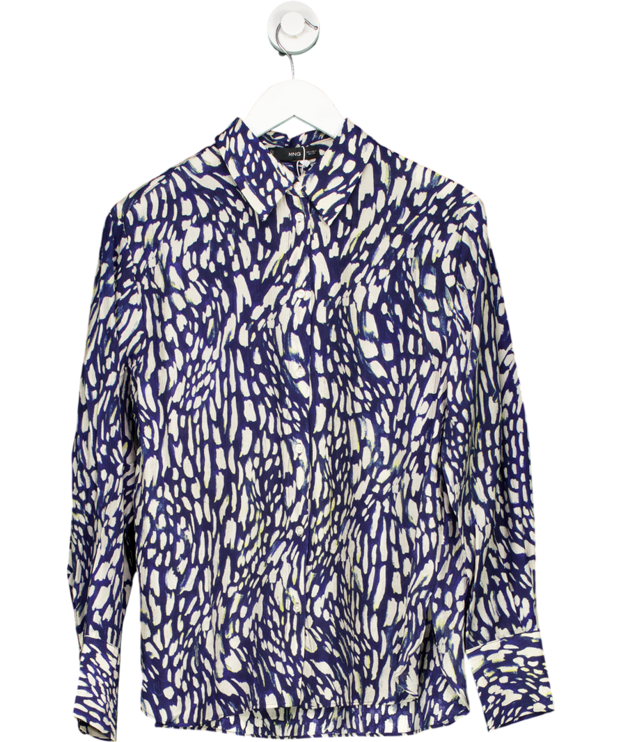 MANGO Blue Lyocell Printed Shirt UK 8