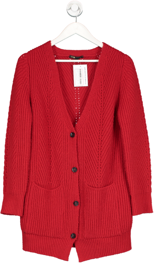 Maje Red Long Knit Cardigan UK S