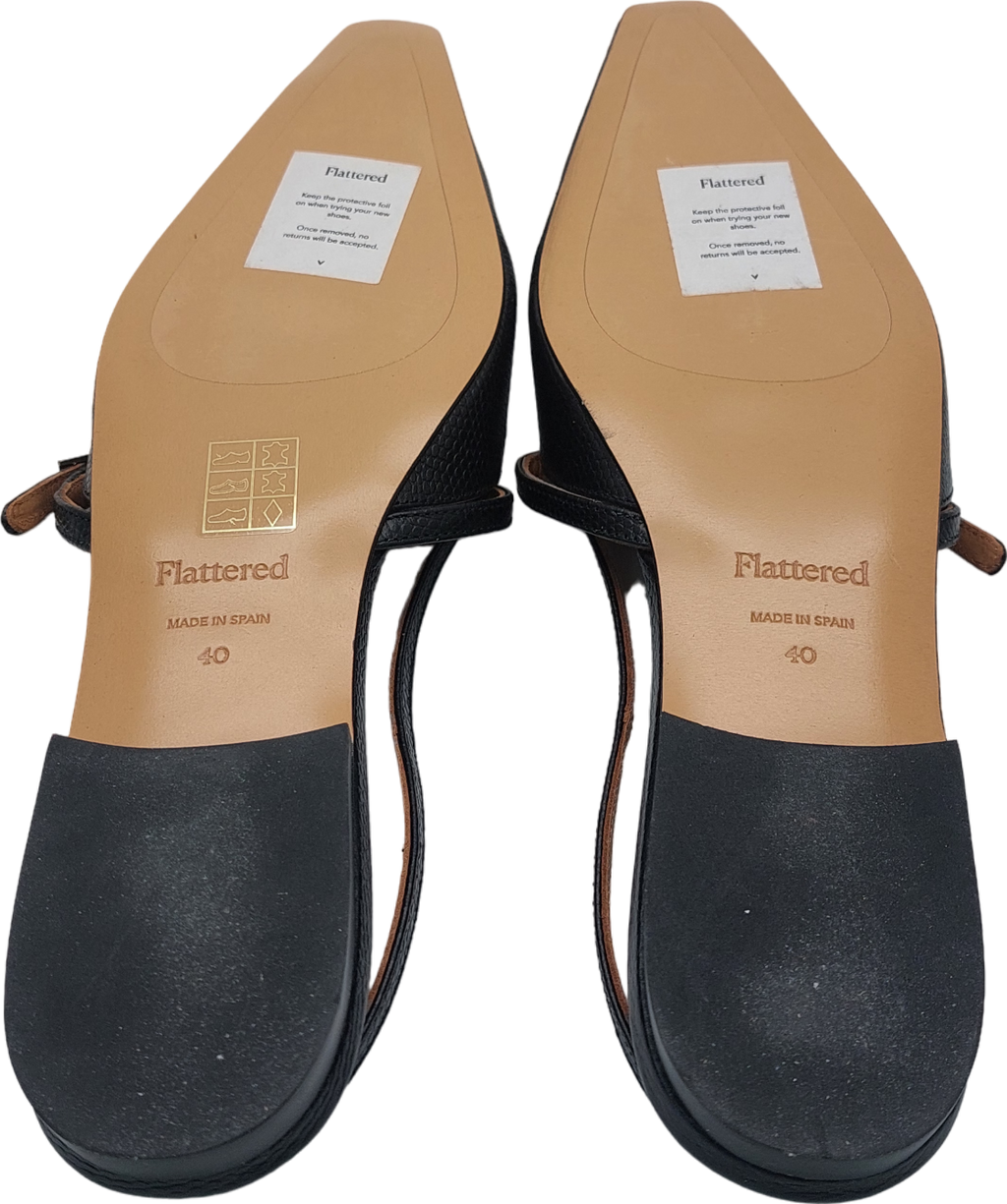 Flattered Josefin Lizzard Leather Black flats UK 7 EU 40 👠