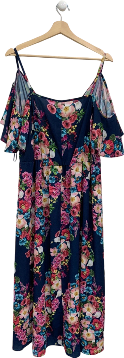 Yours Floral Cold Shoulder Midi Dress UK 24