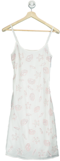 OCEANUS White Alyssa Sequin Shell Artwork White Dress UK S