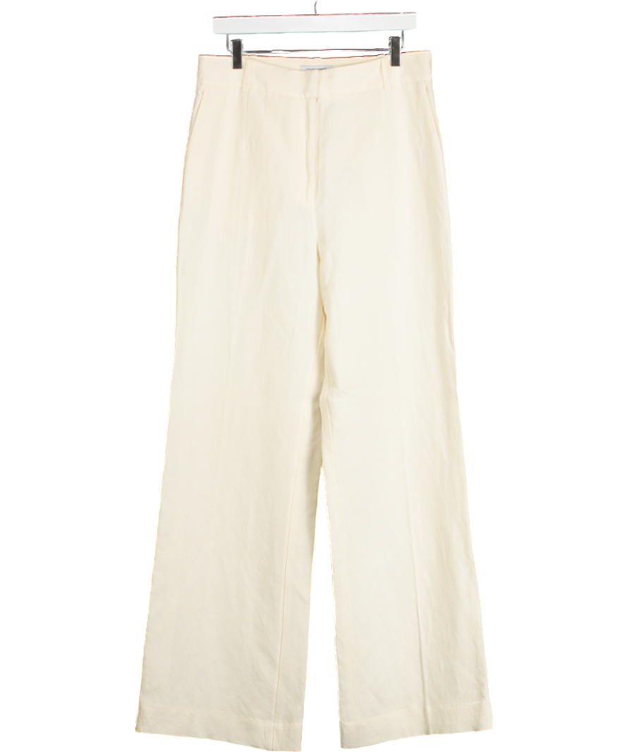 & Other Stories Cream High Waist Silk Trousers UK 16