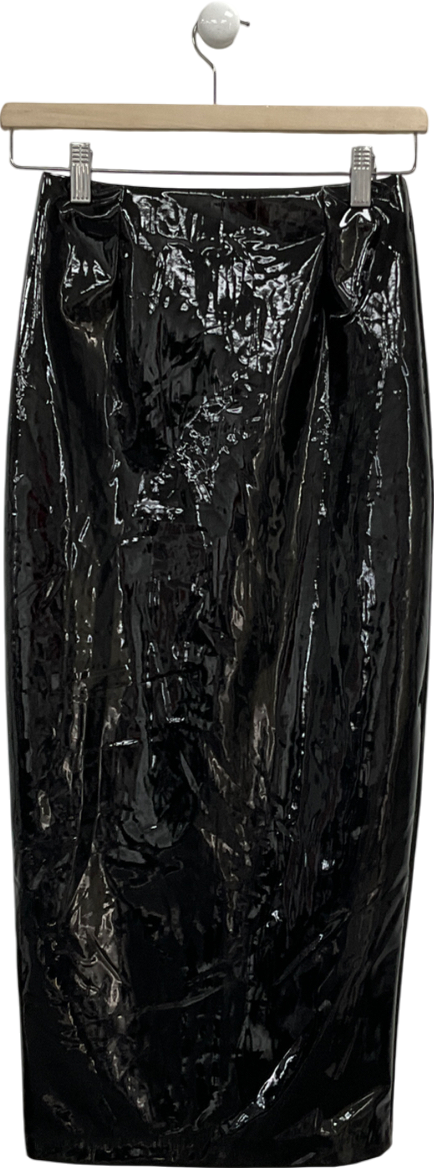 BOA Black Faux Leather Pencil Skirt UK XS