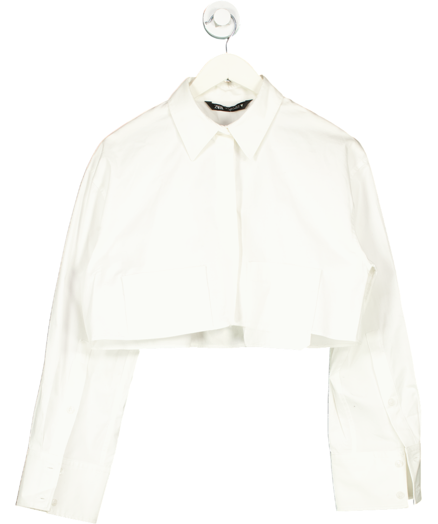 ZARA White Cropped Shirt UK 8