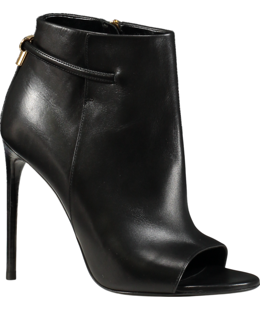 Tom Ford Black Leather Zip Up Open-toe Ankle Boots UK 4 EU 37 👠