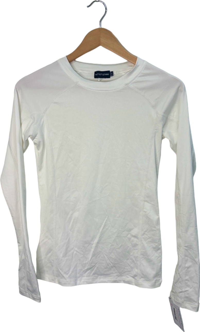 PrettyLittleThing White Long Sleeve Basic Top Size UK 8