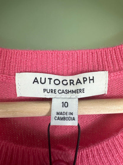 Autograph Pink Pure Cashmere Cardigan UK 10