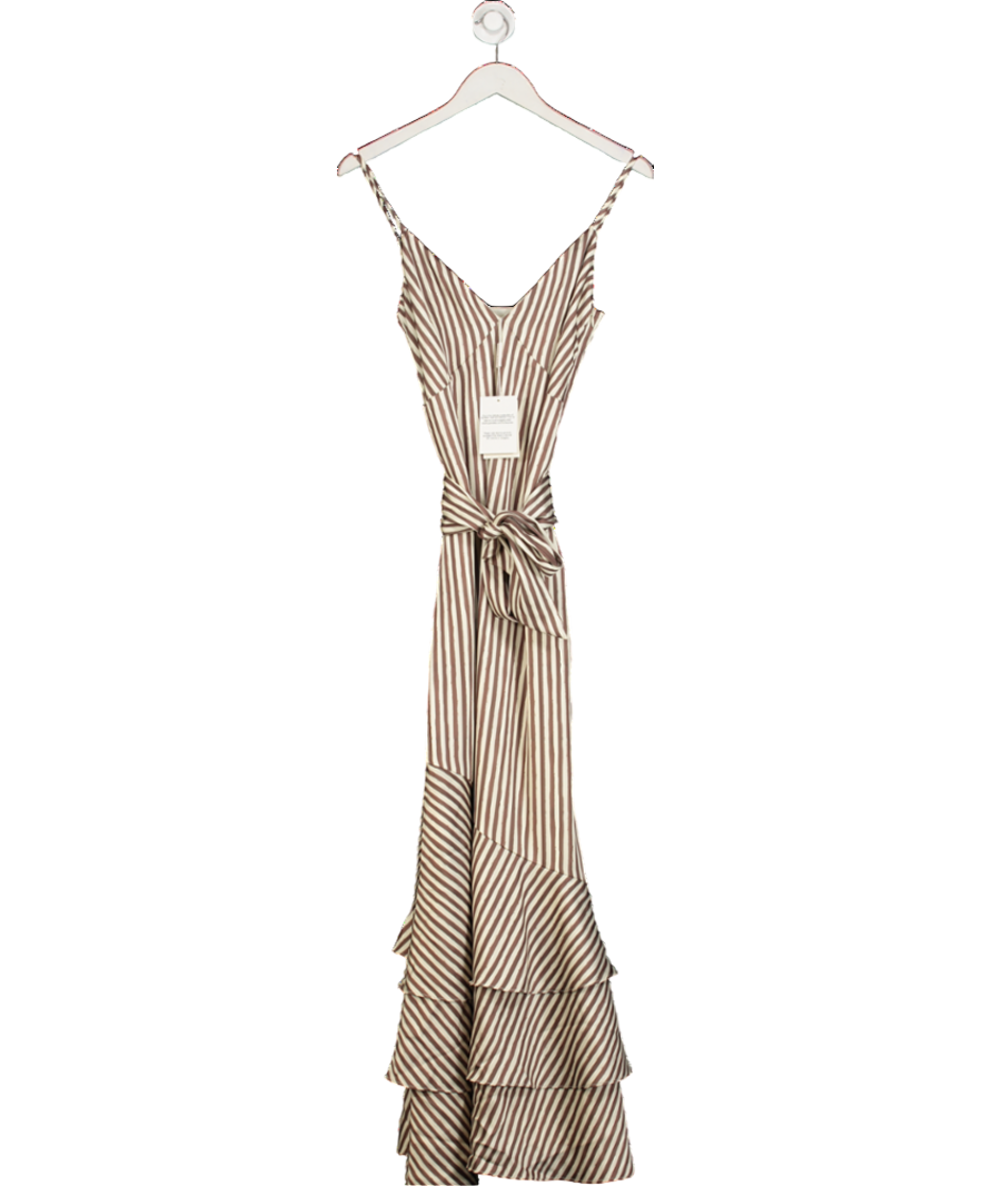 PRETTY LAVISH Cream Serita Tiered Maxi Dress UK 6