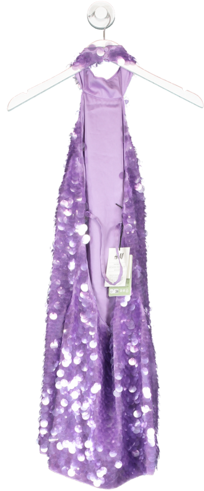 H&M Purple Halterneck Sequined Mini Dress UK 10