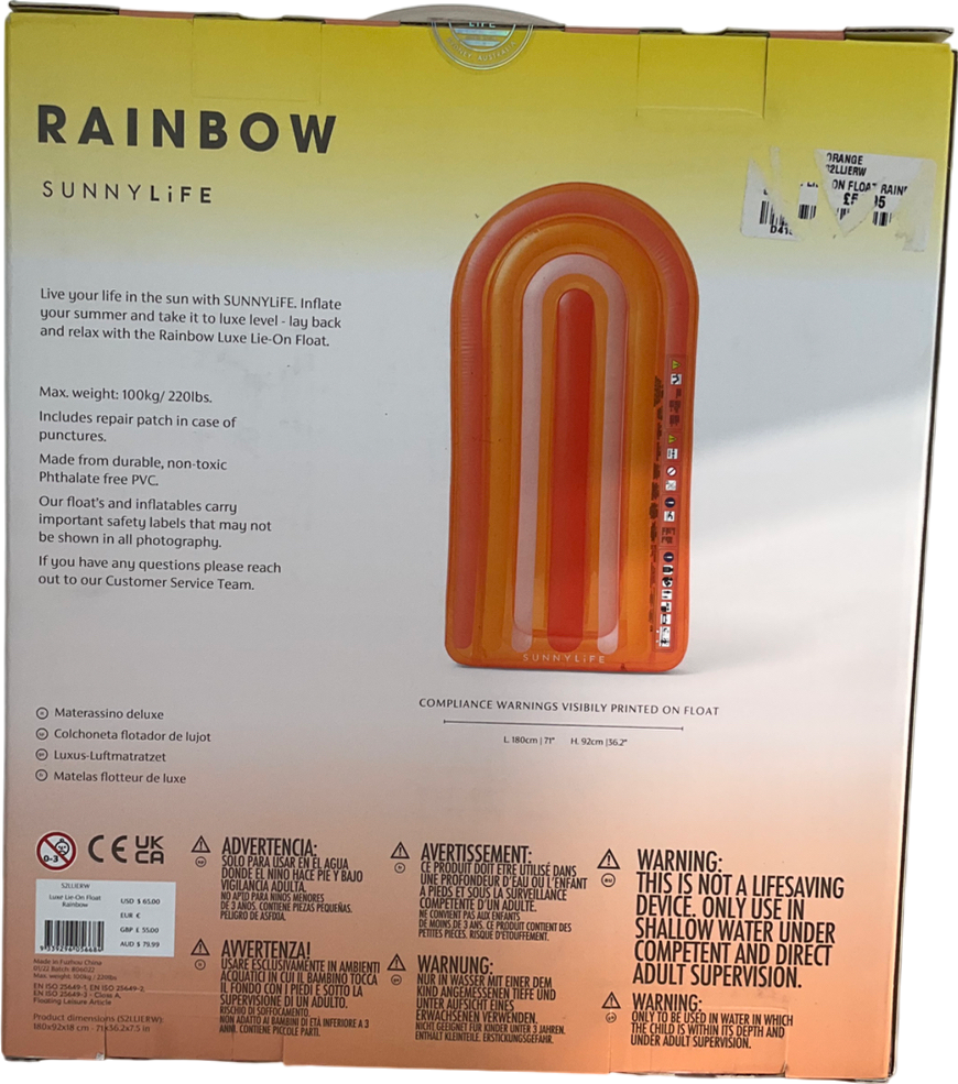 SunnyLife Luxe Lie on Rainbow Float