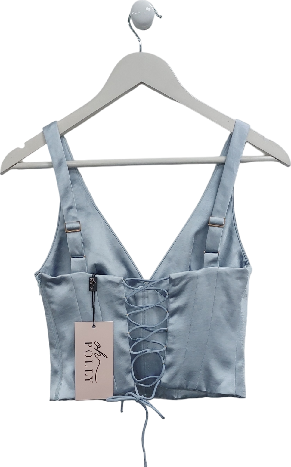 Oh Polly Blue Xaria Lace-up Corset Top UK 8