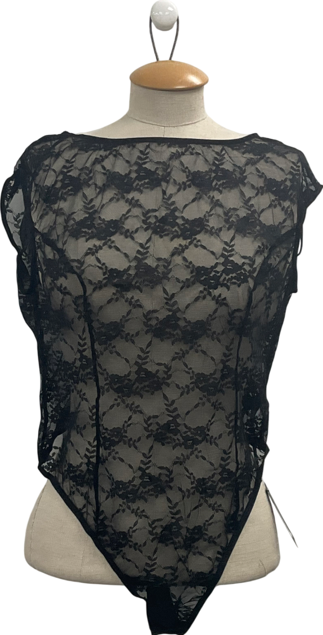 Urban Outfitters Black Out From Under Sheer Lace Bodysuit UK XL