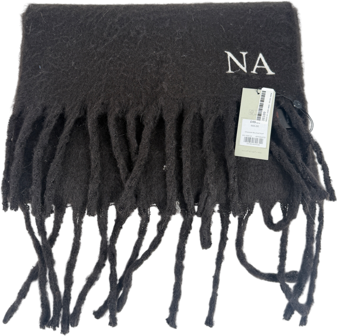 Mint Velvet Chocolate Brown Brushed Scarf One Size