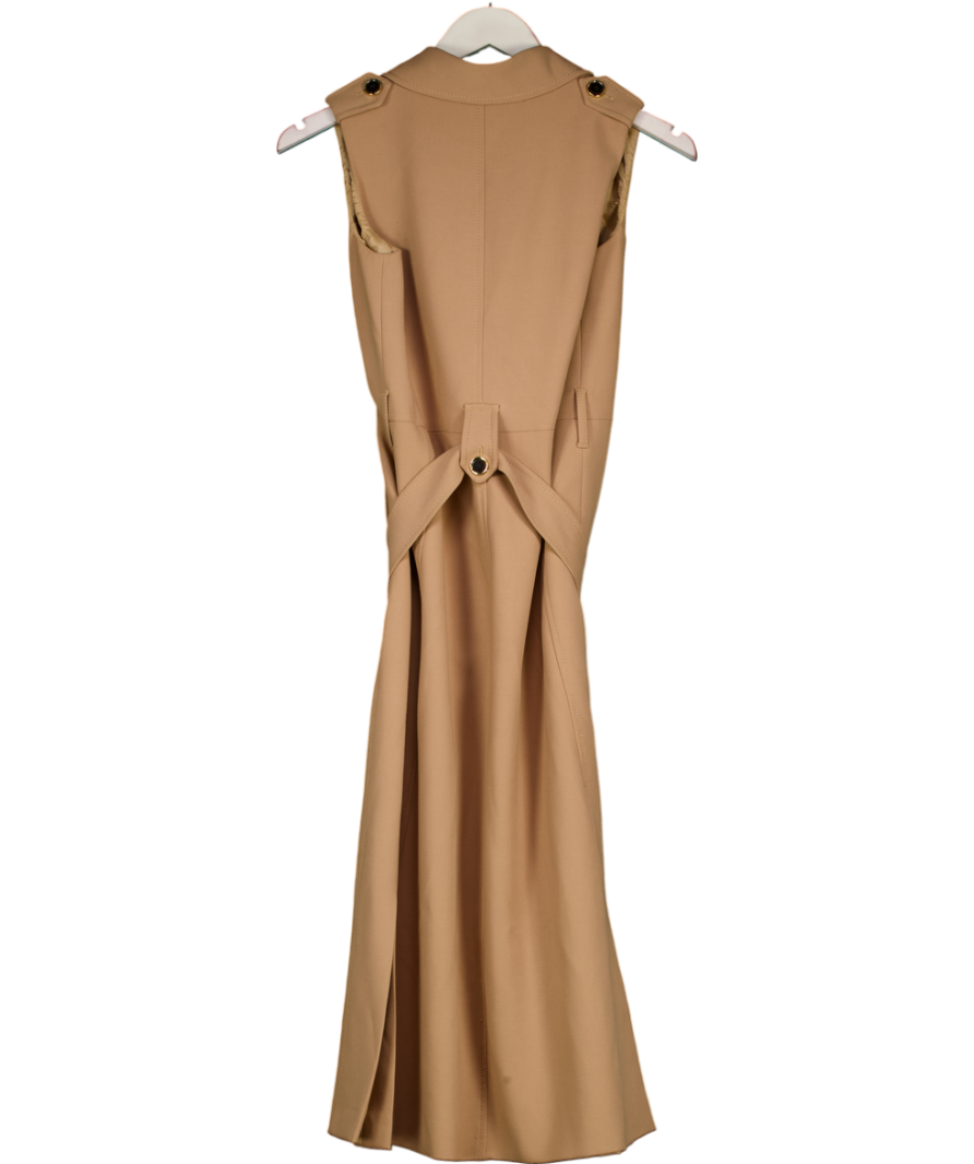 Karen Millen Beige Camel Sleeveless Trench Midi Dress UK 6
