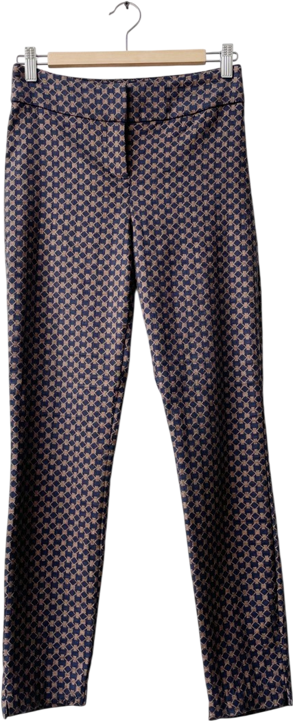 Phase Eight Brown  / Navy Geometric Jaquard Trousers UK 10