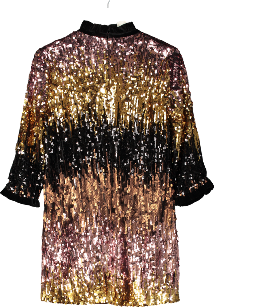 ZARA Multicoloured Velvet Trimmed Sequin Mini Dress UK M