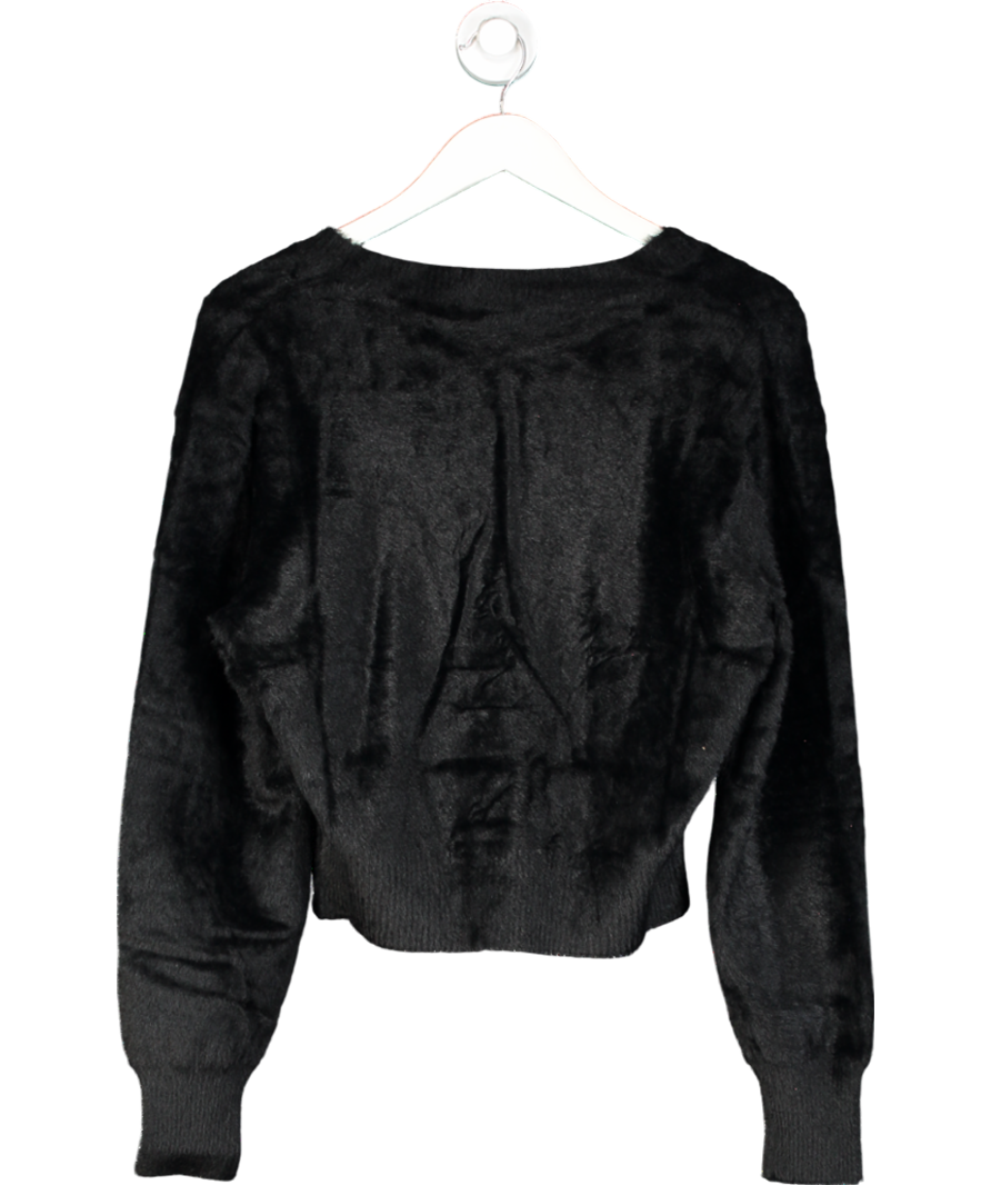 Good American Black Fuzzy Cardigan UK S