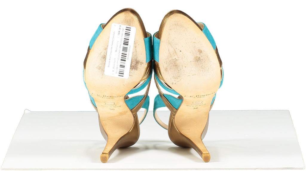 L.K.Bennett Metallic Bronze And Turquoise Heeled Sandals UK 3 EU 36 👠