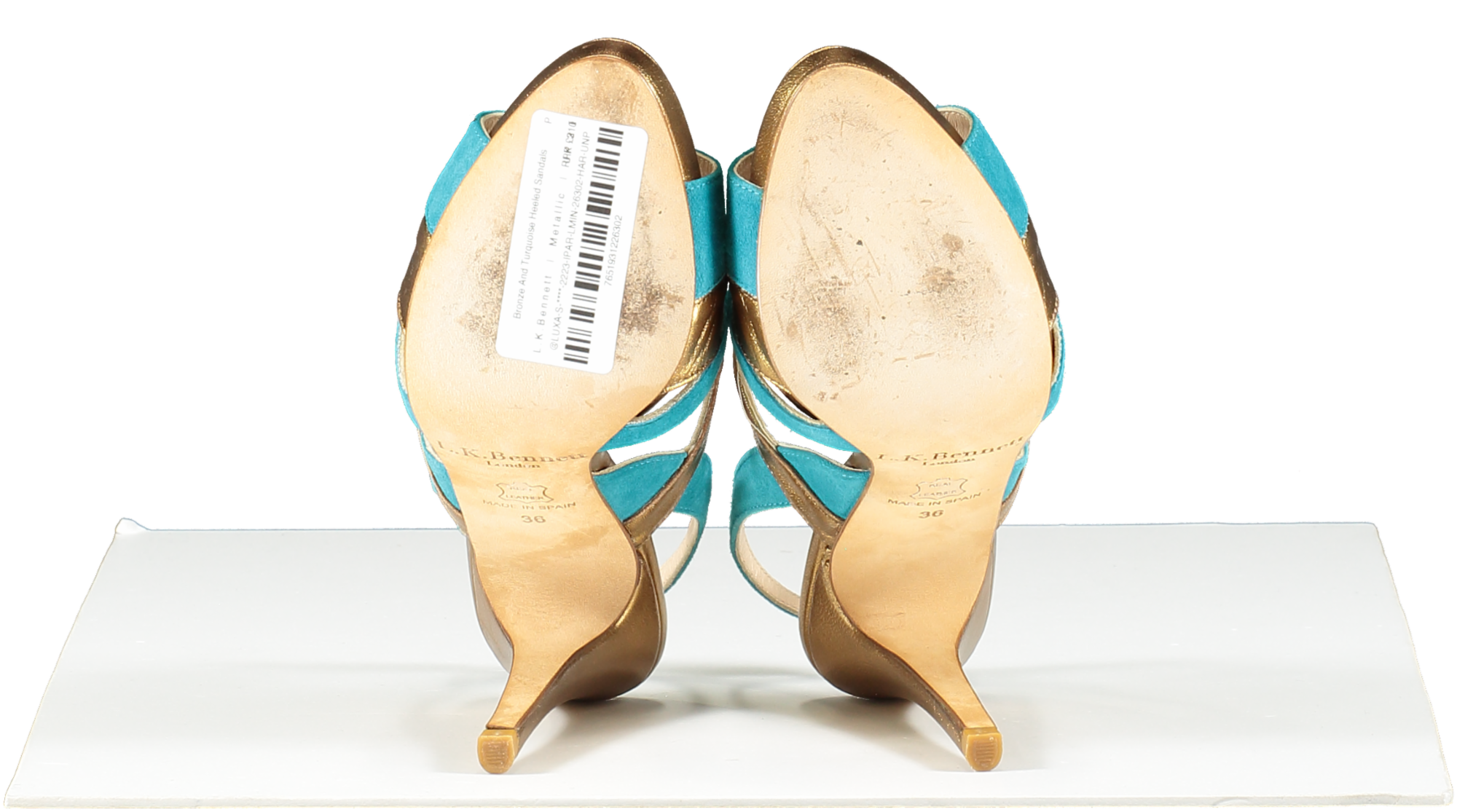 L.K.Bennett Metallic Bronze And Turquoise Heeled Sandals UK 3 EU 36 👠