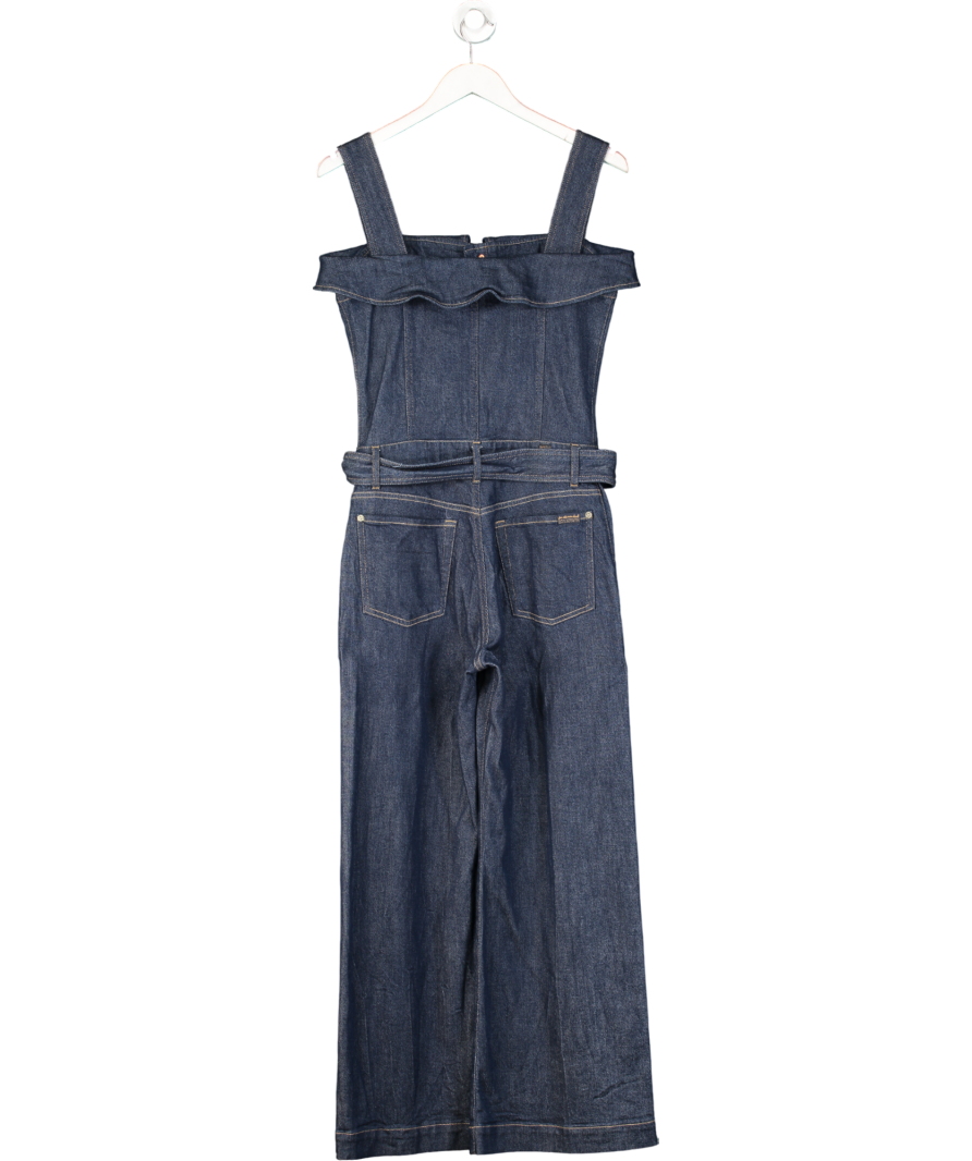 7 For All Mankind Blue Bandeau Denim Jumpsuit UK S