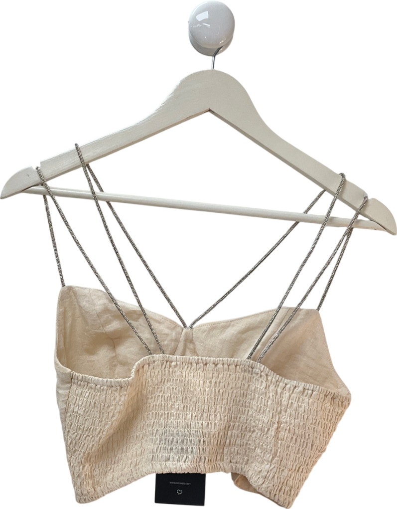 H&M Beige Rhinestone-strap Crop Top UK S