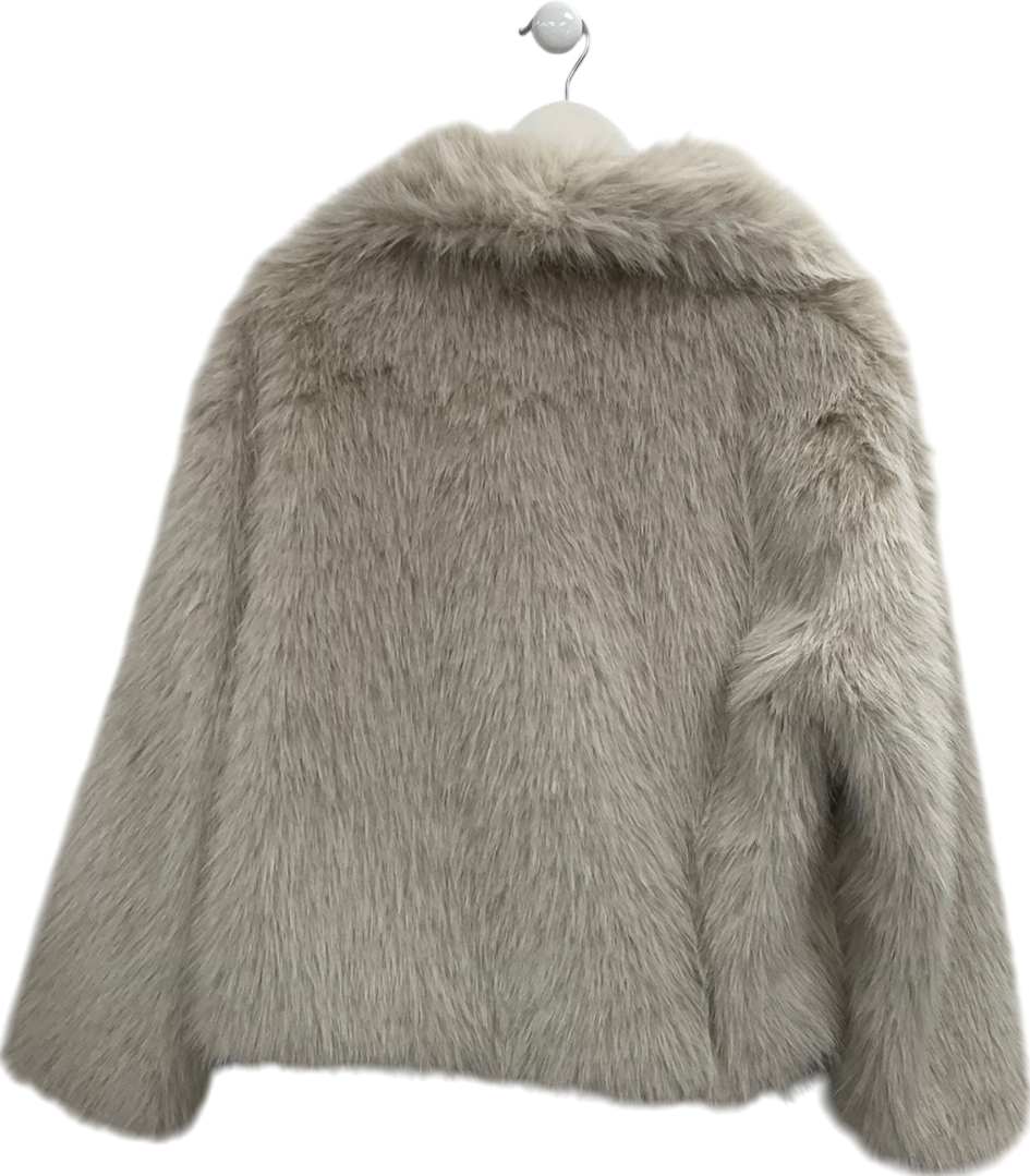 Cream Faux Fur Short Coat UK M/L
