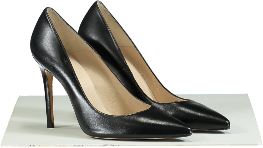 L.K. Bennett Black Fern Pointed Toe Leather Court Shoes EU 41.5 UK 8.5