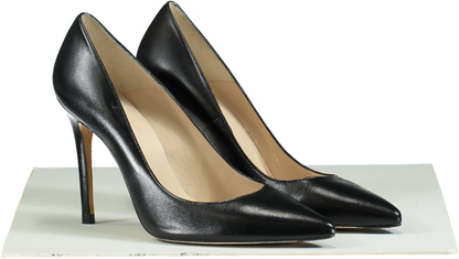 L.K. Bennett Black Fern Pointed Toe Leather Court Shoes EU 41.5 UK 8.5