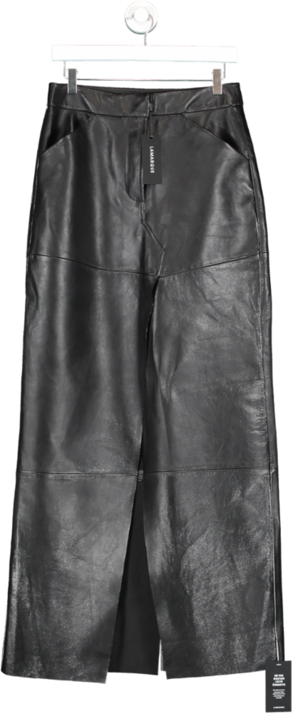 Lamarque Black Mariette Leather Maxi Skirt UK S