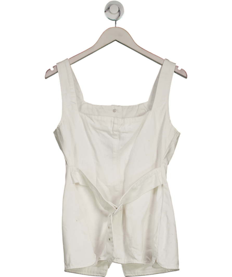 Meshki White Kaitlyn Square Neck Long Line Top UK XL