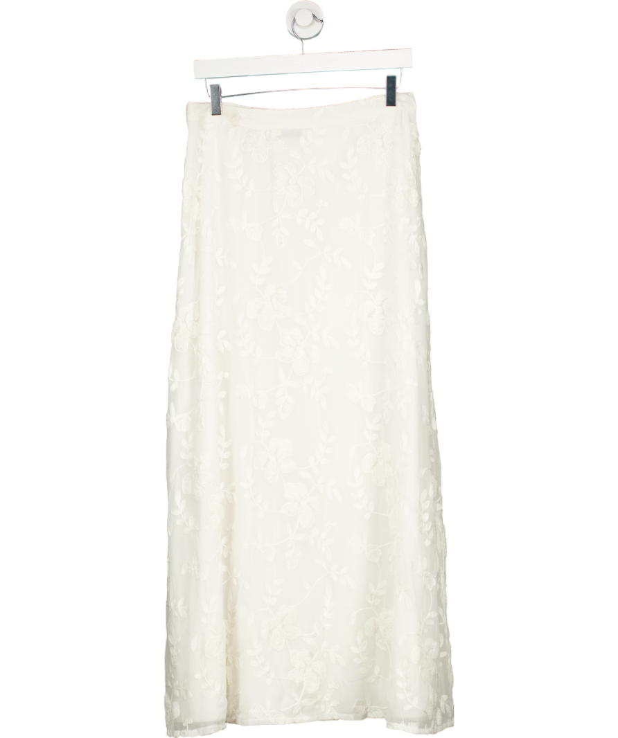 NA-KD White Embroidery Maxi Skirt UK 8