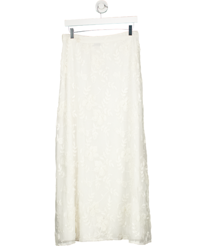 NA-KD White Embroidery Maxi Skirt UK 8