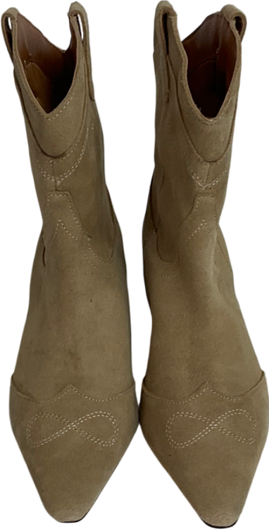 River Island Suede Western Boot With Kitten Heel In Beige UK 5 EU 39 👞