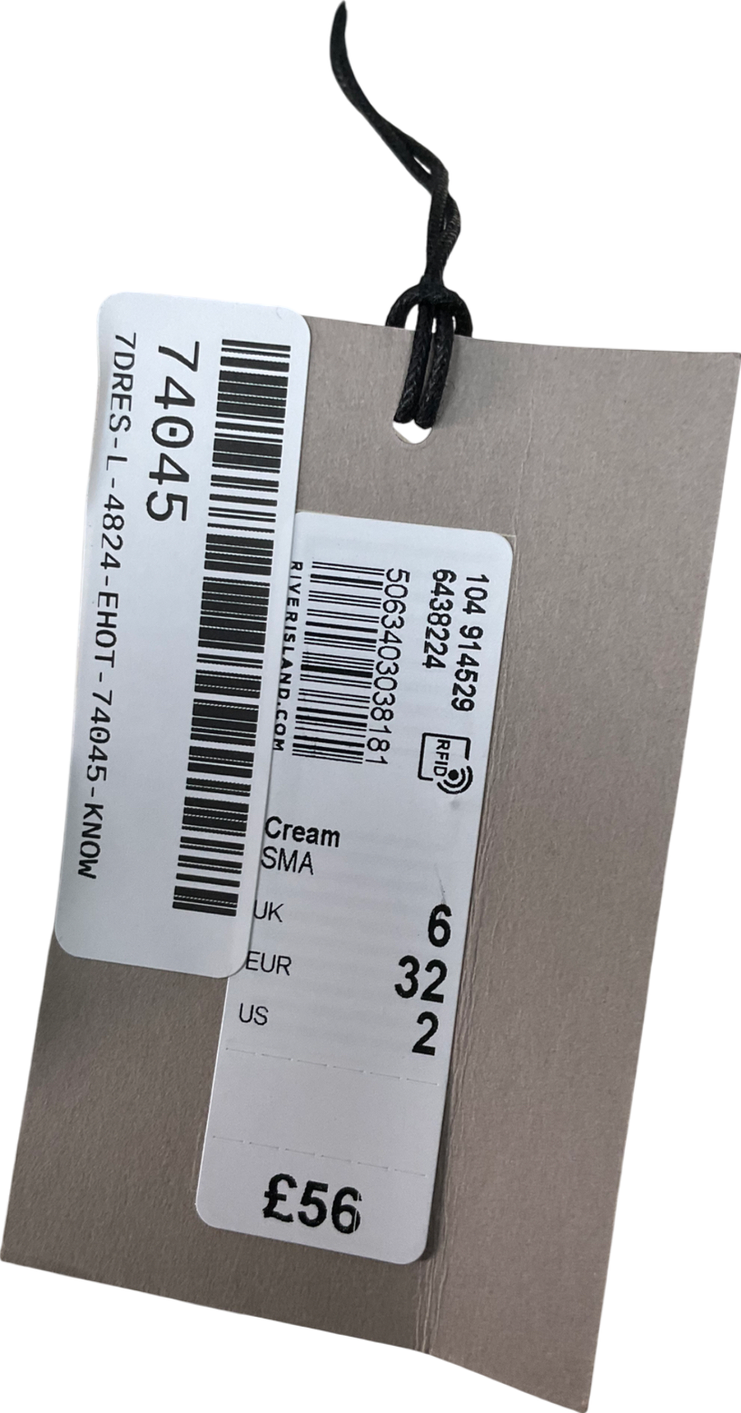 River Island Cream Floral Embroidery Mini Shift Dress UK 6