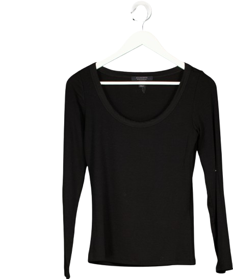 All Saints Black Rina Scoop Neck T-shirt UK 10