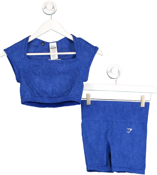 gymshark Blue Adapt Fleck Seamless Top And Safari Shorts UK S