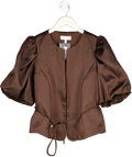 Phase Eight Ltd.edition Chocolate Brown Ivy Puff-sleeve Satin Top UK 8