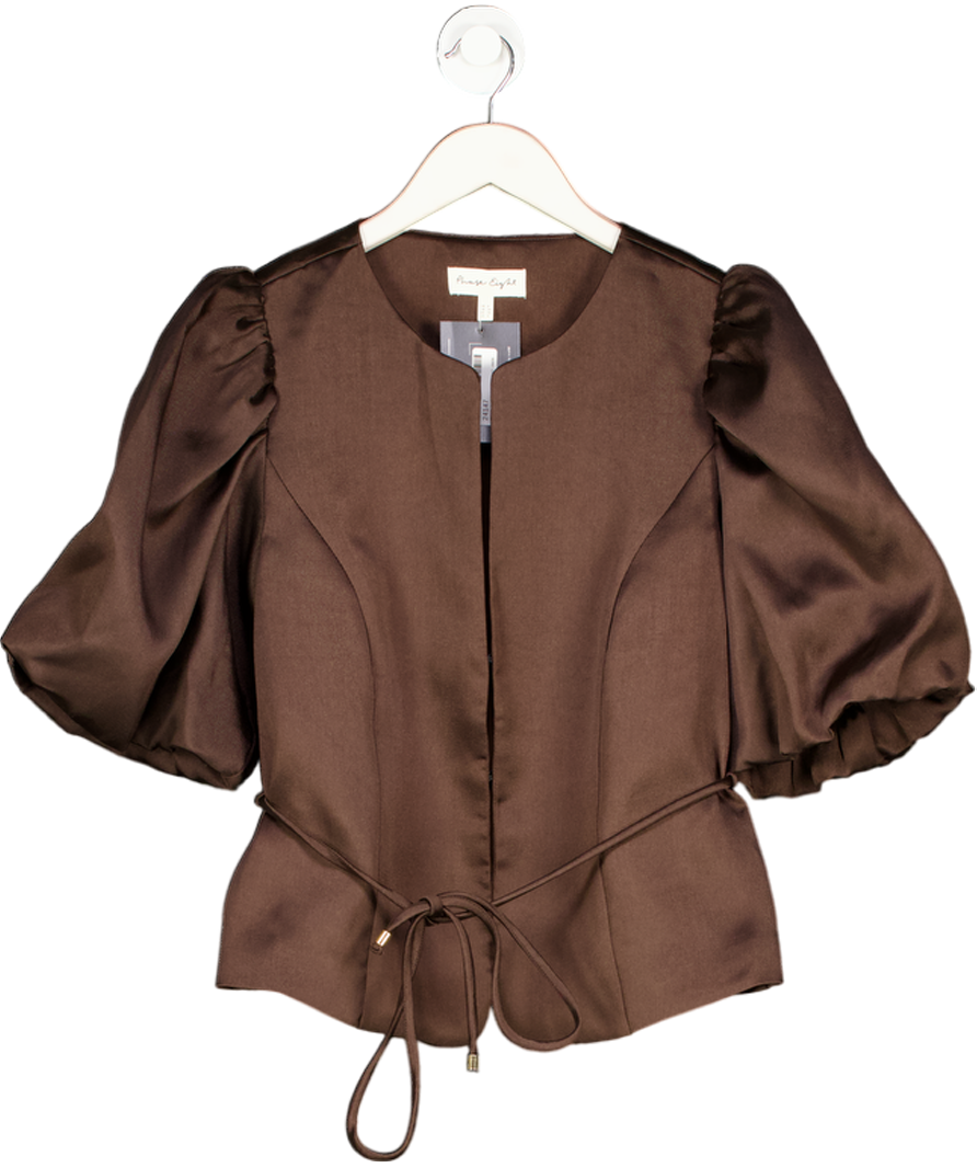 Phase Eight Ltd.edition Chocolate Brown Ivy Puff-sleeve Satin Top UK 8