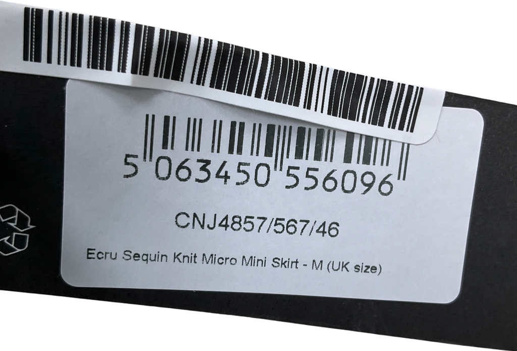 PrettyLittleThing Cream Sequin Knit Micro Mini Skirt UK M