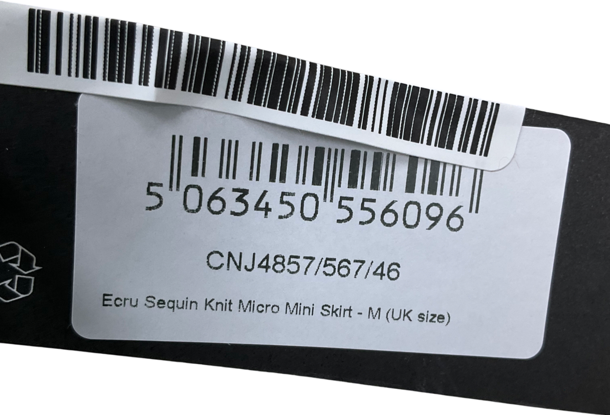 PrettyLittleThing Cream Sequin Knit Micro Mini Skirt UK M