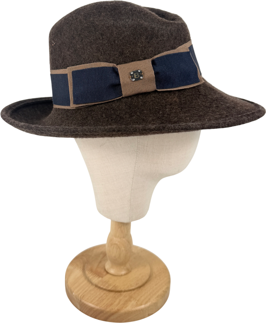 Laura Biagiotti Brown 100% Wool Wide Brim Hat