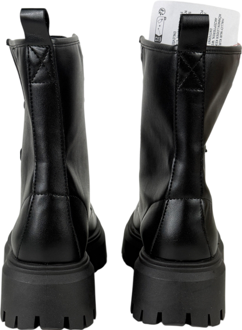 ASOS Black Ava Lace Up Flat Boots UK 5 EU 38