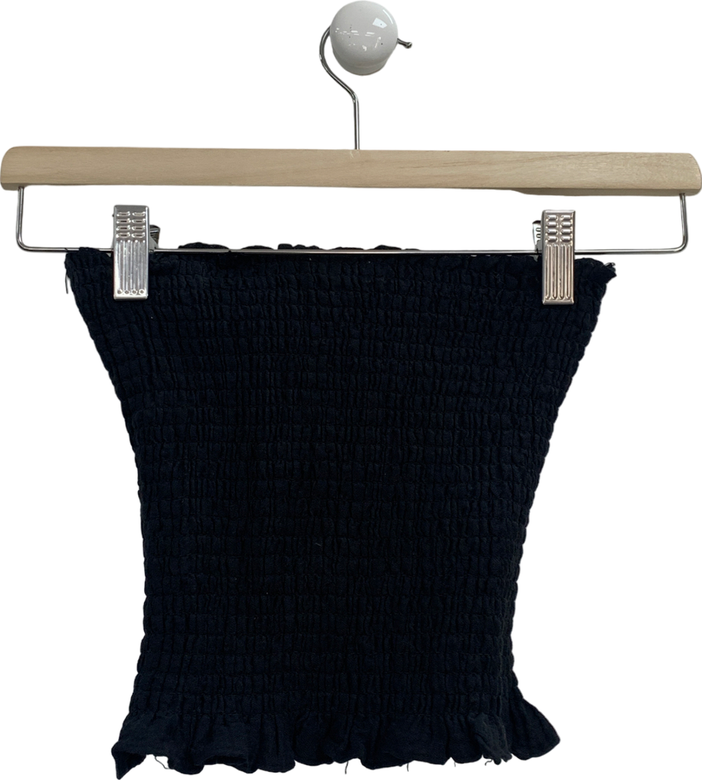 Monday Swimwear Black Crinkle Linen Top UK 8