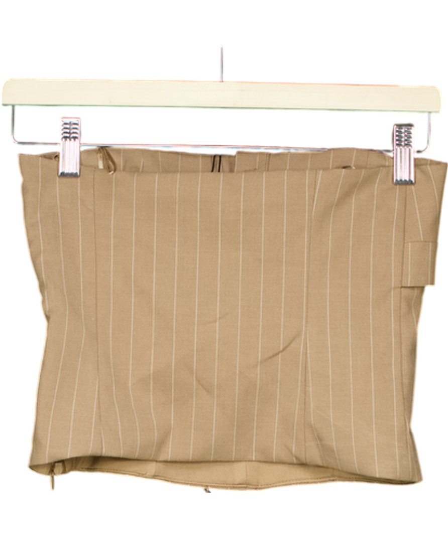 ZARA Brown Pinstripe Bandeau Top UK XS