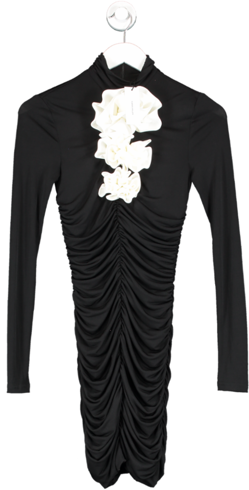Karen Millen Black Contrast Jersey Rosette Mini Dress UK XS