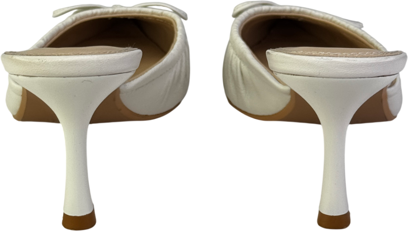 REALM The Courts Vintage White Leather Kitten Heel Mules UK 6 EU 39 👠