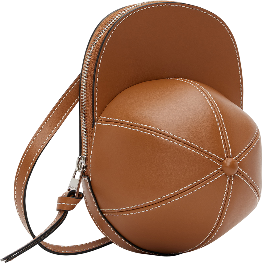 JW ANDERSON Tan Brown Leather Nano Cap Crossbody Bag