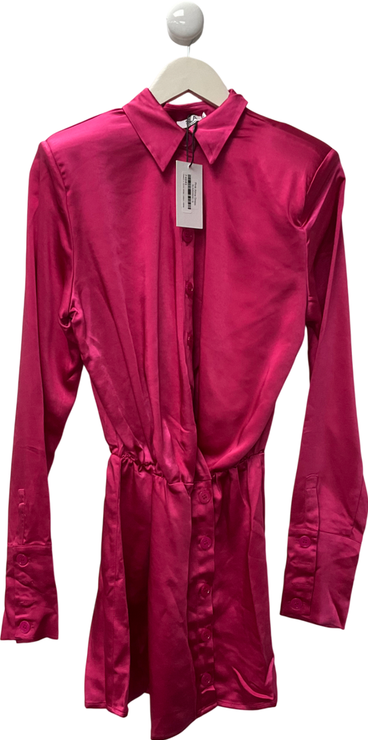 SLA the label Pink Alma Satin Button Up Dress UK S